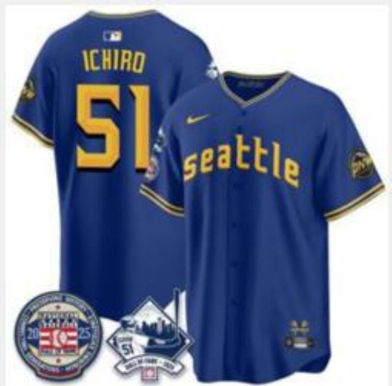 Men Seattle Mariners #51 Ichiro Blue Game Nike MLB 2025 Jersey 001